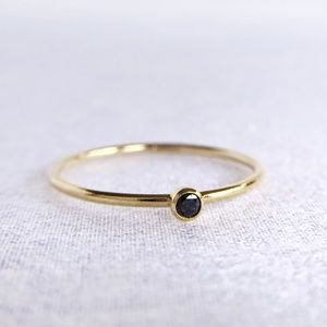 Black Cubic Zirconia - Gold Dainty Stacking Ring